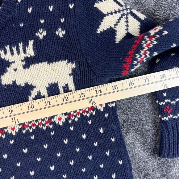 Vtg Polo Ralph Lauren Cotton Wool Fair Isle Moose AOP Knitted Sweater Youth 6 - Picture 6 of 11